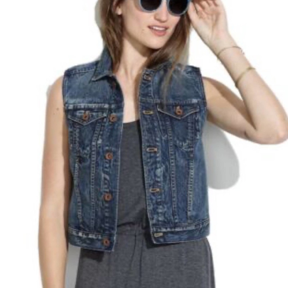 Madewell Gold Rush Denim Vest Dark Wash Size Small